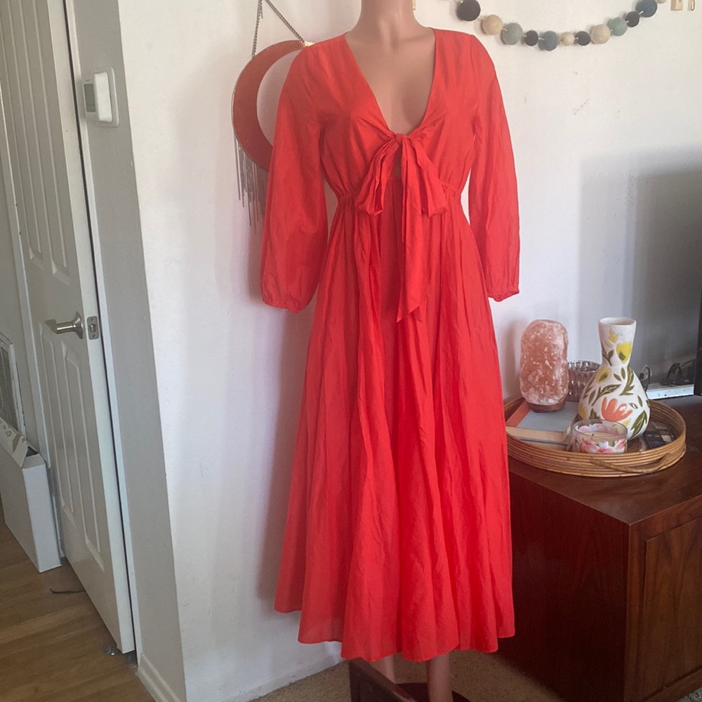 NWT J Crew bright Red Cotton Maxi Dress